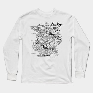 Illustrated Brooklyn Map Long Sleeve T-Shirt